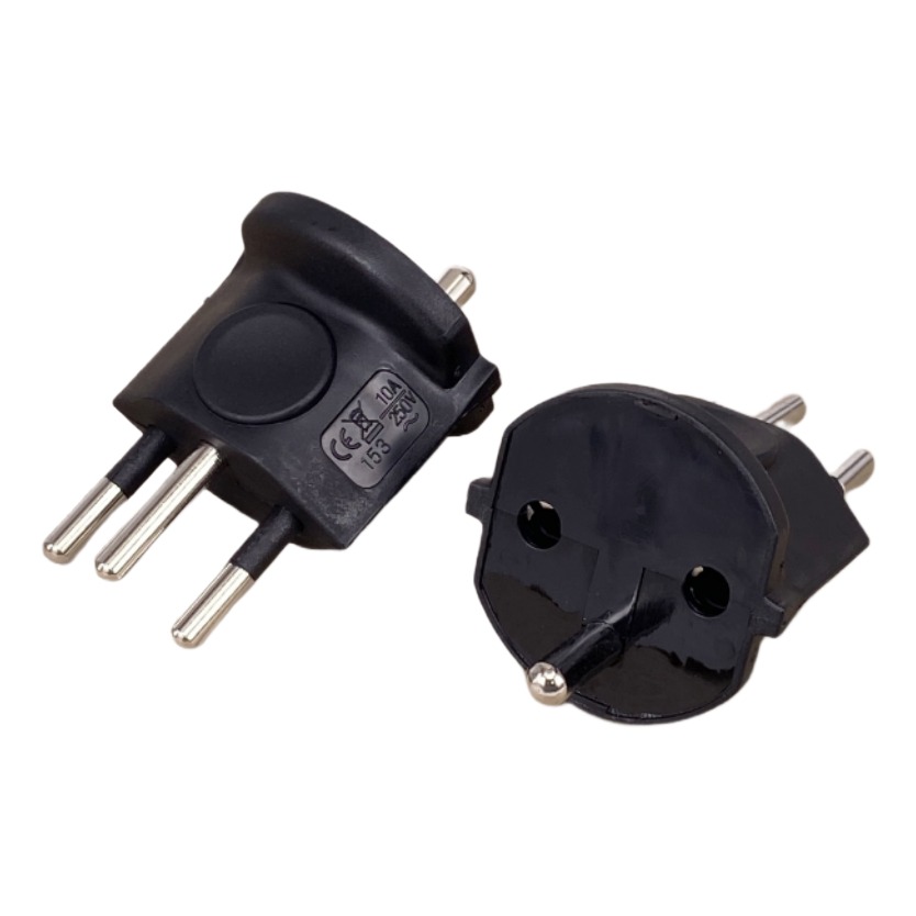 Adaptateur France Suisse compact, fiche type J à trois broches Adaptateur France Suisse compact, fiche type J à trois broches, vue principale