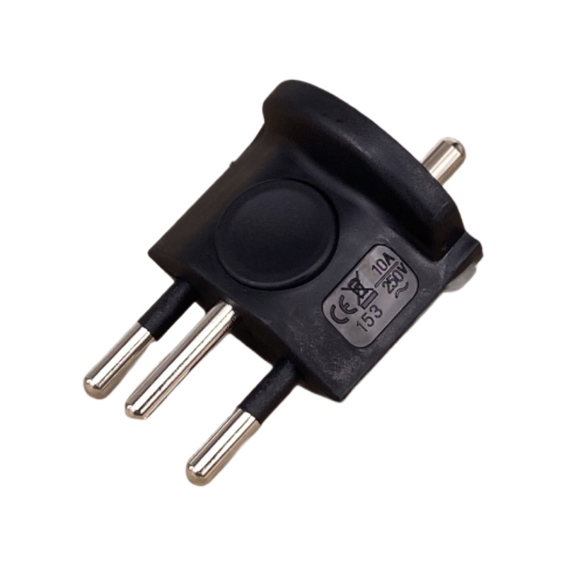 Adaptateur France Suisse compact, fiche type J à trois broches Adaptateur France Suisse compact, fiche type J à trois broches, vue de trois quarts