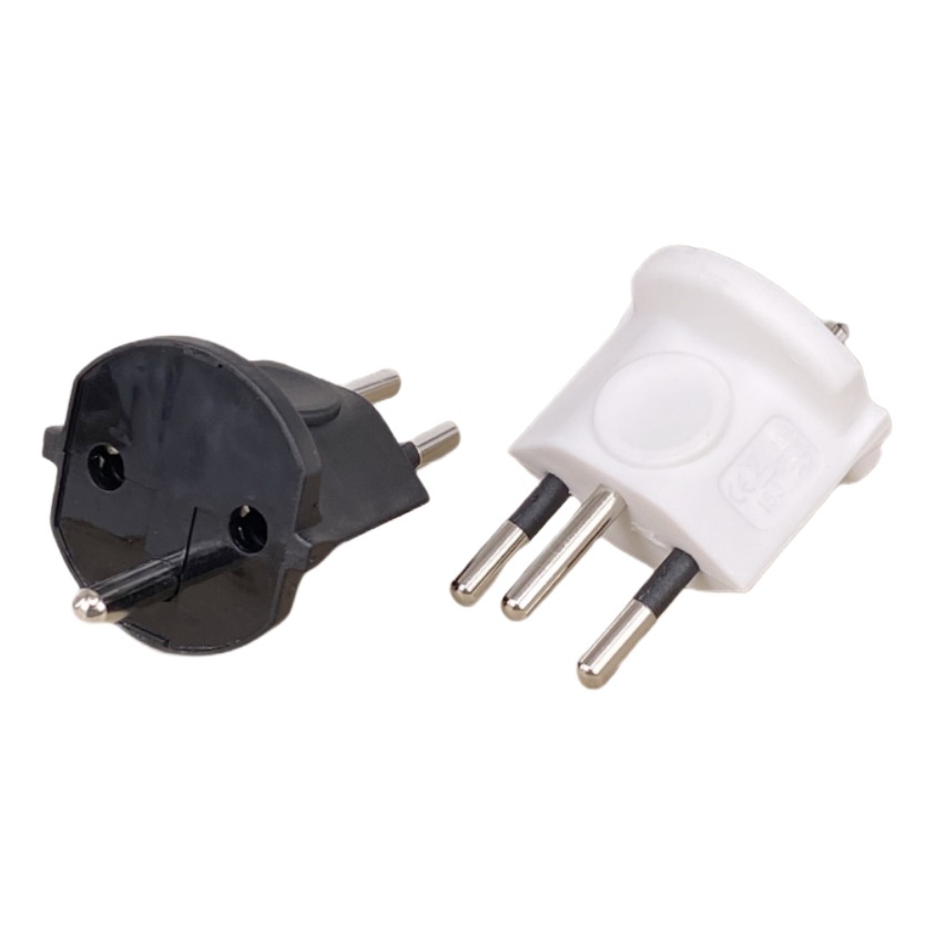 Adaptateur France Suisse compact, fiche type J à trois broches Adaptateur France Suisse compact, fiche type J à trois broches, vue arriere