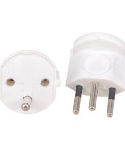 Adaptateur France Suisse compact, fiche type J à trois broches, vue de profil