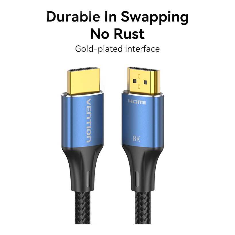 Adaptateur HDMI 2.1 en cable 8K de 48 Gbit par seconde Adaptateur HDMI 2.1 en cable 8K de 48 Gbit par seconde, vue de trois quarts