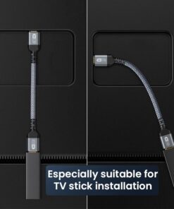 Adaptateur HDMI 2.1 male vers femelle rallonge tressee 8K, vue de face