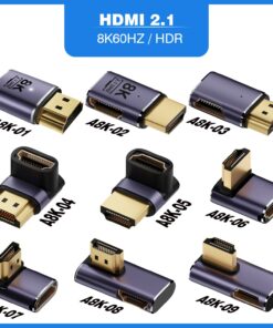 Adaptateur HDMI 2.1 pour prises mini et micro, vue de trois quarts