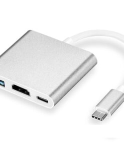 Adaptateur HDMI, adaptateur USB Type-C vers , USB 3.0 et Charge Type-C, vue de trois quarts