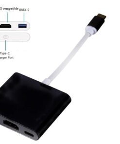 Adaptateur HDMI, adaptateur USB Type-C vers , USB 3.0 et Charge Type-C, vue de profil