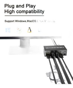 Adaptateur HDMI commutateur KVM a 4 ports en 4K, vue de trois quarts