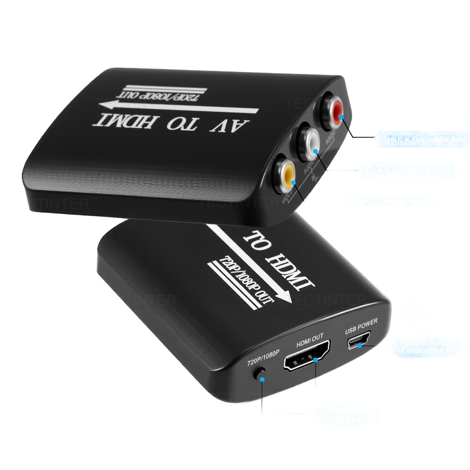 Adaptateur HDMI, convertisseur AV vers HDMI 1080p pour consoles Adaptateur HDMI, convertisseur AV vers HDMI 1080p pour consoles, vue principale