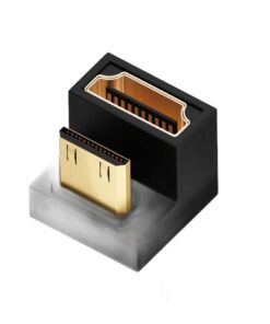 Adaptateur HDMI coude a 360 degres en forme de U, vue de trois quarts