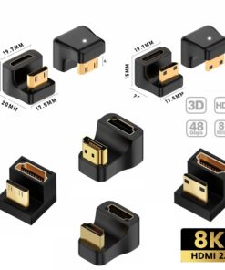 Adaptateur HDMI coude a 360 degres en forme de U, vue de profil