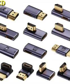 Adaptateur HDMI coudé à 90 degrés, mâle vers femelle, vue de profil