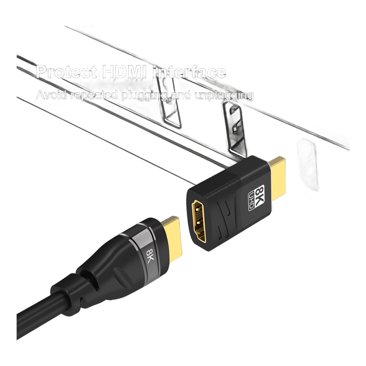 Adaptateur HDMI coude a 90 degres pour gagner de la place Adaptateur HDMI coude a 90 degres pour gagner de la place, vue arriere