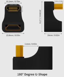 Adaptateur HDMI coudé orientable sur 360 degrés en 8K, vue de face