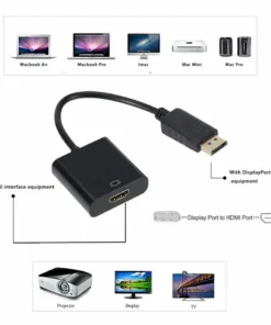 Adaptateur HDMI depuis DisplayPort en câble intégré, vue de trois quarts