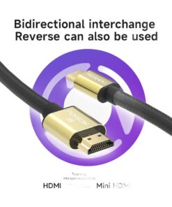 Adaptateur HDMI depuis mini HDMI, six longueurs, vue de trois quarts