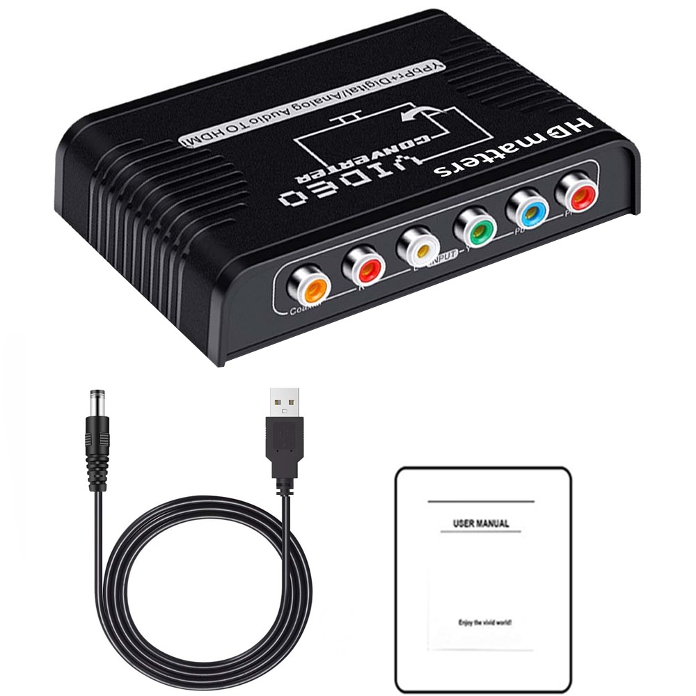 Adaptateur HDMI depuis une sortie par composantes YPbPr Adaptateur HDMI depuis une sortie par composantes YPbPr, vue de trois quarts