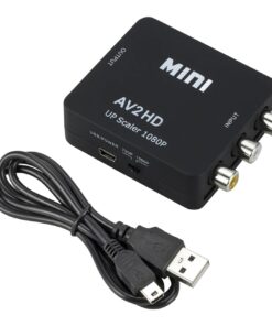 Adaptateur HDMI depuis une source RCA composite ancienne, vue de face
