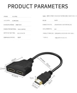 Adaptateur HDMI en Y, 1 mâle vers 2 femelles, vue arriere