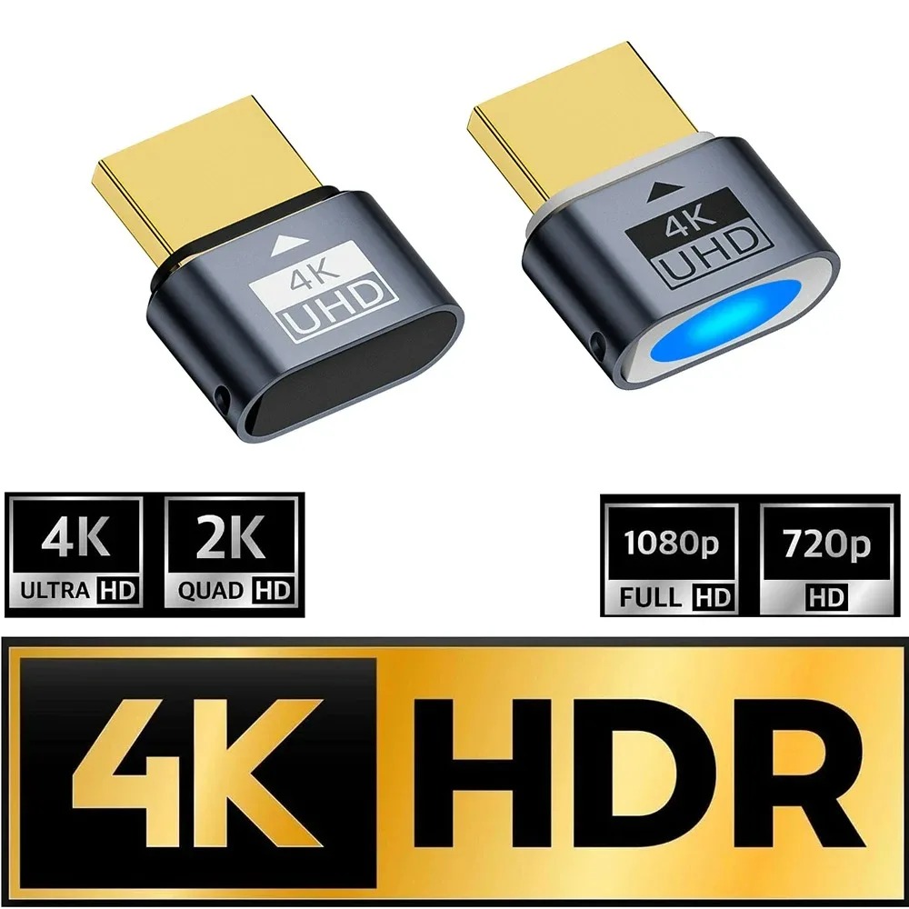 Adaptateur HDMI factice pour affichage sans ecran Adaptateur HDMI factice pour affichage sans ecran, vue de trois quarts