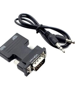 Adaptateur HDMI femelle vers VGA mâle avec câble audio, vue principale