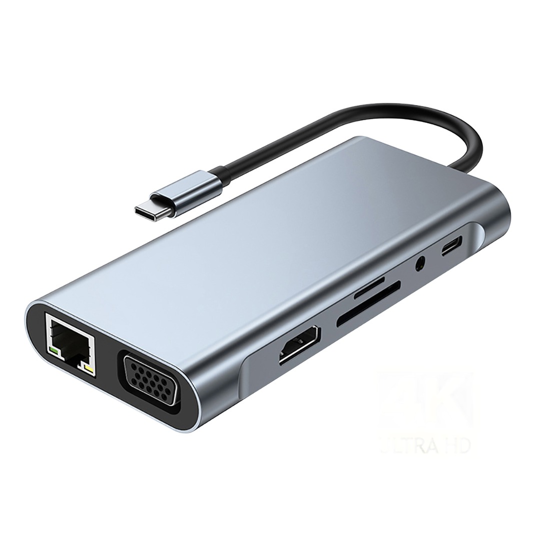 Adaptateur HDMI hub USB-C 11 en 1, sortie 4K et charge Adaptateur HDMI hub USB-C 11 en 1, sortie 4K et charge, vue principale