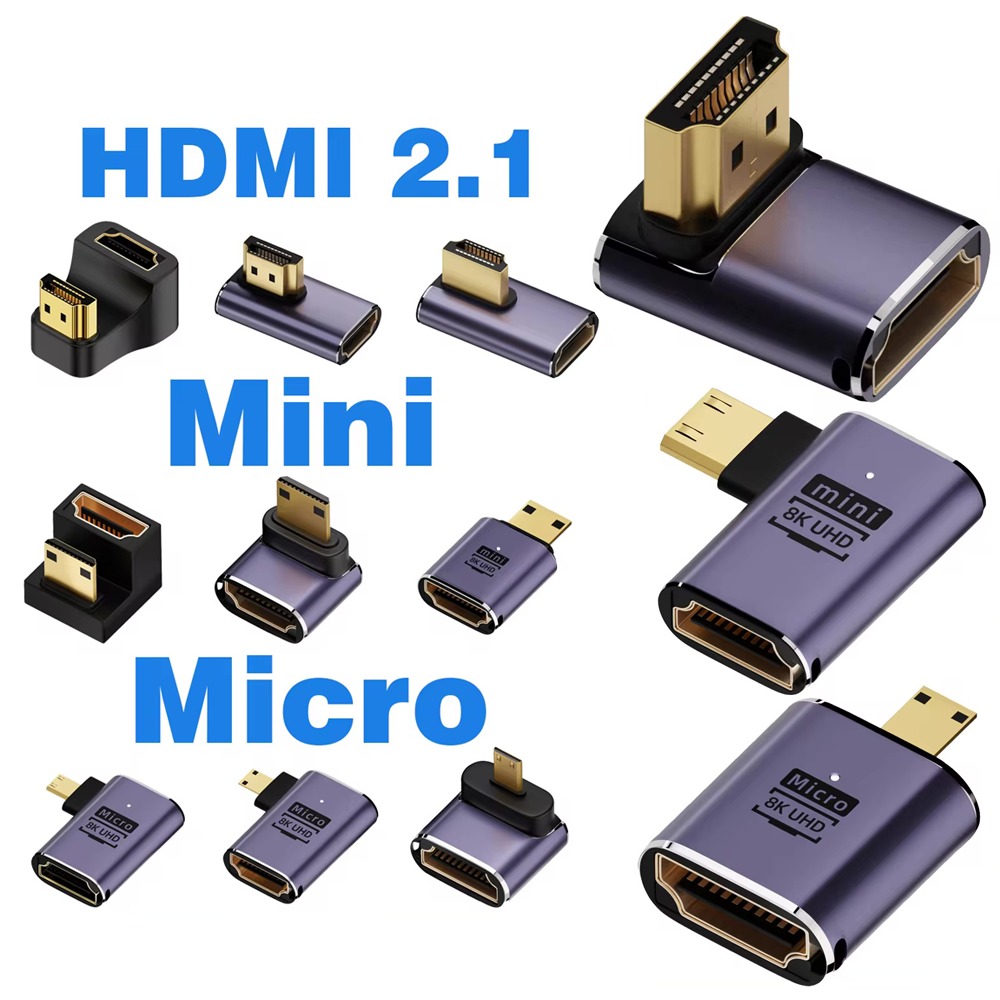 Adaptateur HDMI Micro et Mini vers HDMI 2.1 Adaptateur HDMI Micro et Mini vers HDMI 2.1, vue principale