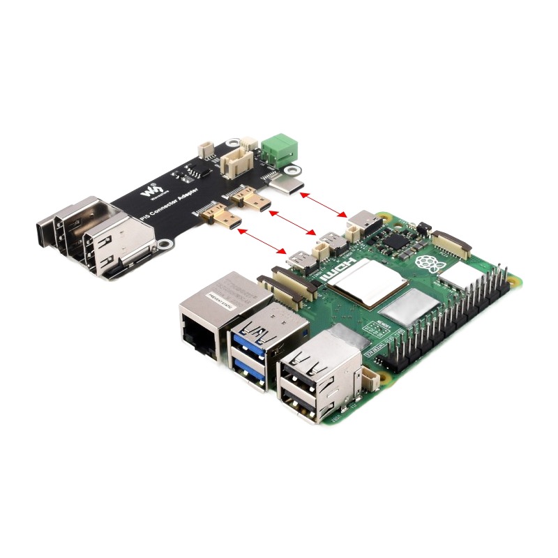 Adaptateur HDMI micro HDMI vers HDMI pour Raspberry Pi 5 et Pi 4B Adaptateur HDMI micro HDMI vers HDMI pour Raspberry Pi 5 et Pi 4B, vue de face