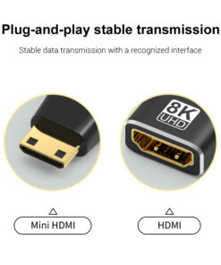 Adaptateur HDMI mini et micro vers HDMI, huit formats, vue de profil