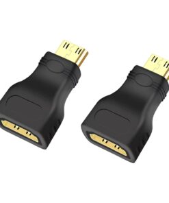 Adaptateur HDMI mini HDMI mâle vers HDMI femelle, format court, vue de face