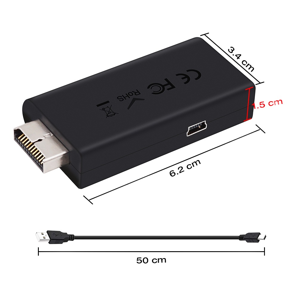 Adaptateur HDMI pour console PlayStation 2 avec câble USB Adaptateur HDMI pour console PlayStation 2 avec câble USB, vue principale