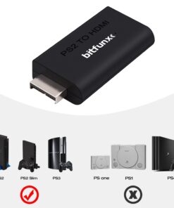 Adaptateur HDMI pour console PlayStation 2 avec câble USB, vue de face