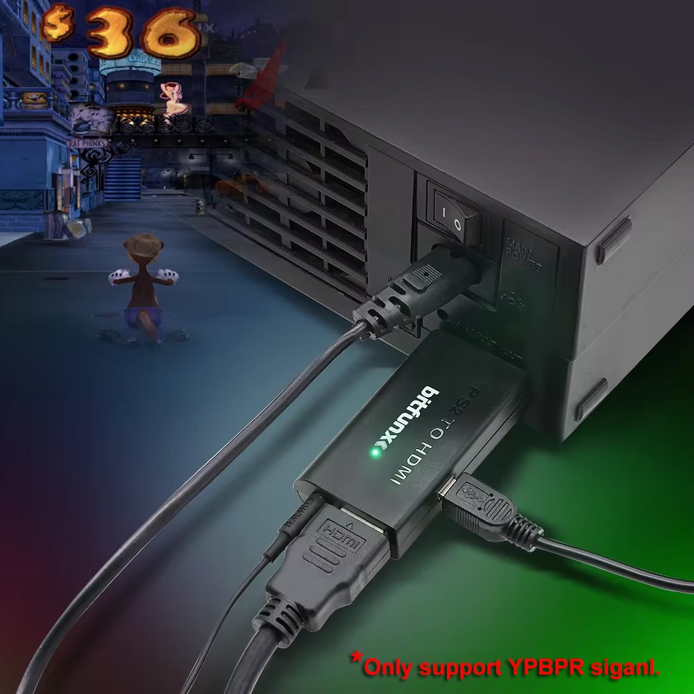 Adaptateur HDMI pour console PlayStation 2 avec câble USB Adaptateur HDMI pour console PlayStation 2 avec câble USB, detail
