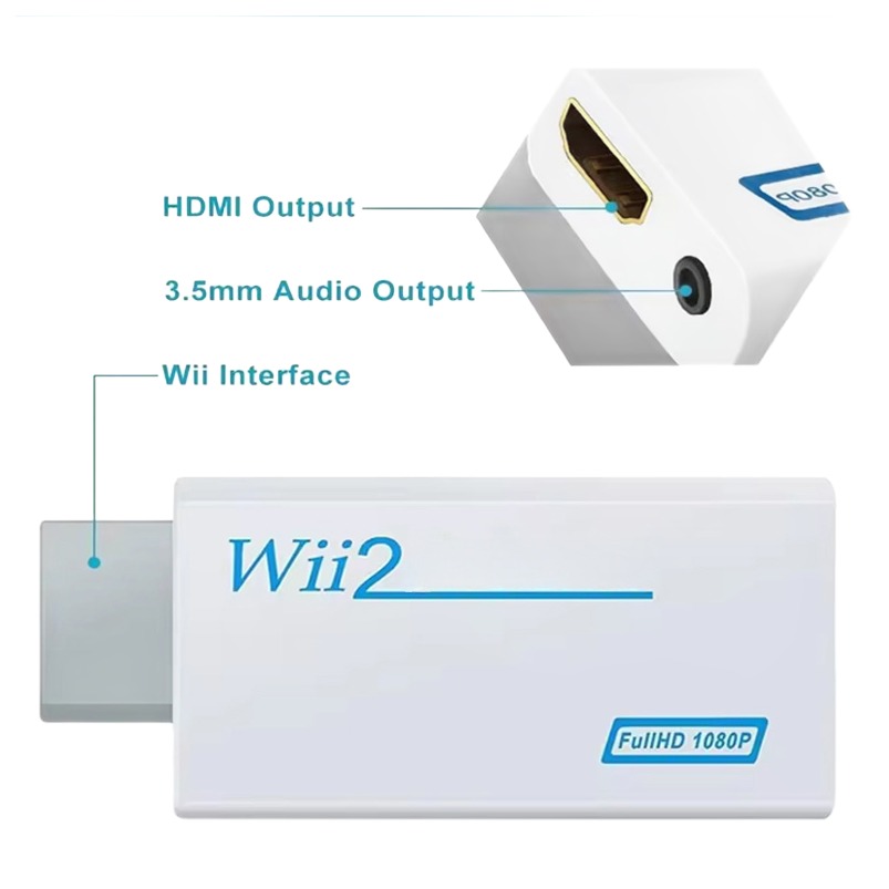 Adaptateur HDMI pour console Wii, sortie 720p Adaptateur HDMI pour console Wii, sortie 720p, detail