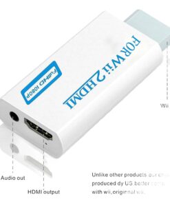 Adaptateur HDMI pour console Wii sortie haute definition, vue de trois quarts