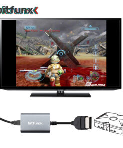 Adaptateur HDMI pour consoles de jeu rétro sur téléviseur, vue de trois quarts