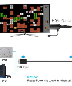 Adaptateur HDMI pour consoles PlayStation 1 et PS2, vue arriere