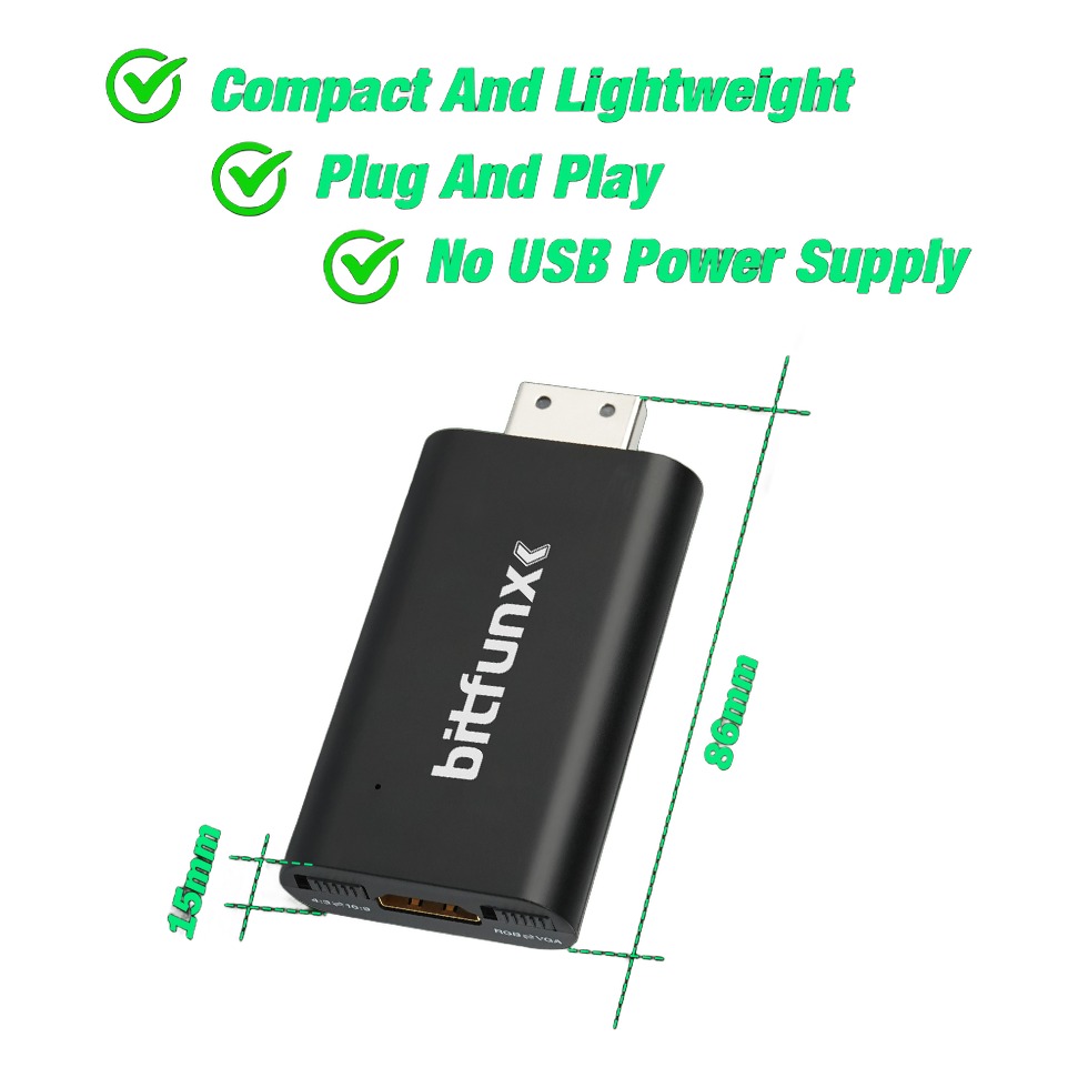 Adaptateur HDMI pour consoles retro en et VGA Adaptateur HDMI pour consoles retro en et VGA, vue de trois quarts
