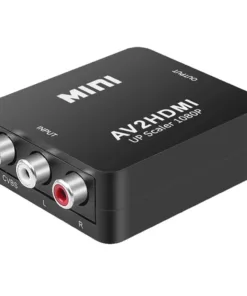 Adaptateur HDMI pour péritel via RCA, magnétoscope et console, vue de profil