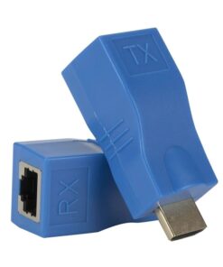 Adaptateur HDMI, rallonge vers RJ45 pour câble Ethernet CAT5e/6 UTP, 30m, vue de trois quarts