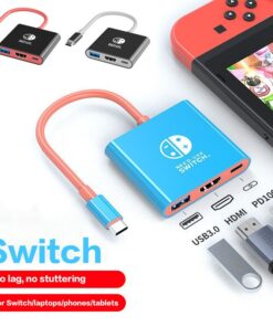 Adaptateur HDMI, station d'accueil HDMI 4K pour console portable, vue de trois quarts