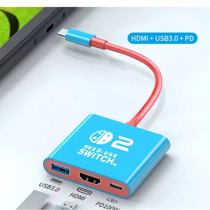 Adaptateur HDMI, station d’accueil Hub -C vers pour Switch Adaptateur HDMI, station d'accueil Hub -C vers pour Switch, vue arriere