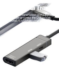 Adaptateur HDMI trois en un USB C, vidéo, données et charge, vue principale