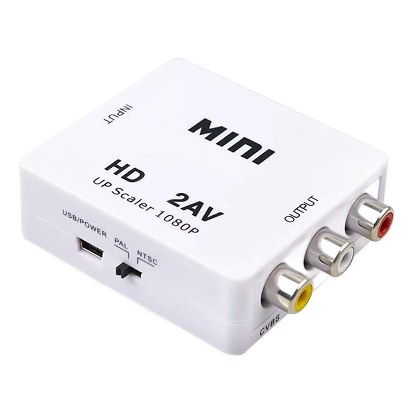 Adaptateur HDMI vers AV RCA pour brancher un appareil récent Adaptateur HDMI vers AV RCA pour brancher un appareil récent, vue principale