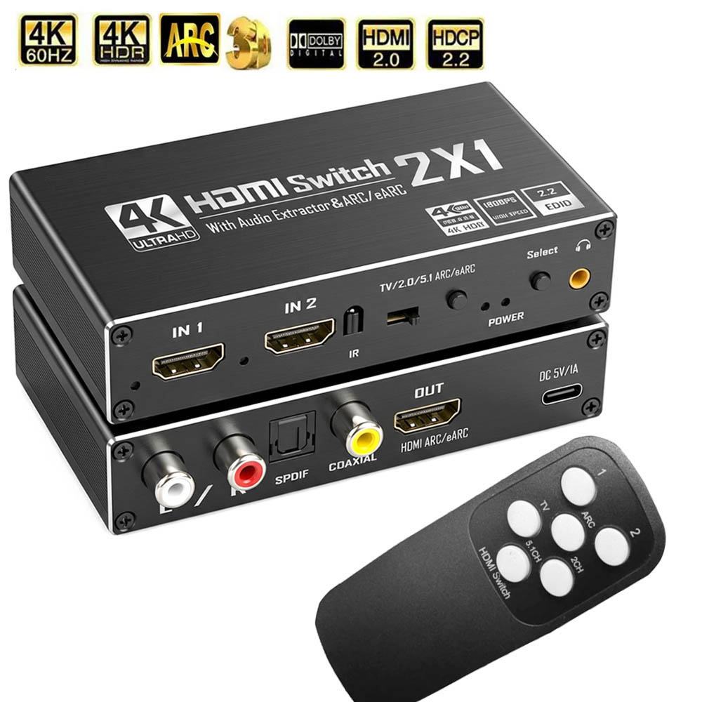 Adaptateur HDMI vers jack, commutateur avec extracteur audio Adaptateur HDMI vers jack, commutateur avec extracteur audio, vue principale