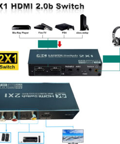 Adaptateur HDMI vers jack, commutateur avec extracteur audio, vue de trois quarts
