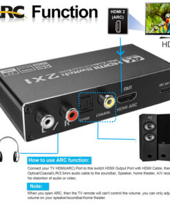 Adaptateur HDMI vers jack, commutateur avec extracteur audio, detail