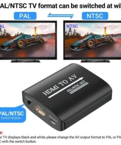 Adaptateur HDMI vers RCA compact avec sortie audio séparée, vue de face