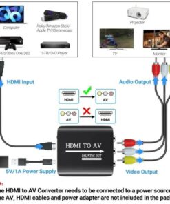 Adaptateur HDMI vers RCA compact avec sortie audio séparée, vue arriere