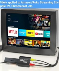Adaptateur HDMI vers RCA compact avec sortie audio séparée, vue de profil