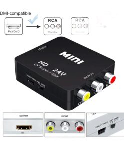 Adaptateur HDMI vers RCA pour televiseur ancien, vue de trois quarts