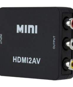 Adaptateur HDMI vers RCA pour téléviseur cathodique, vue de trois quarts